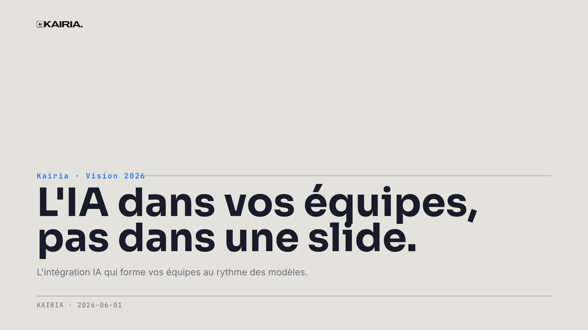 Cover: AI in your teams, not in a slide